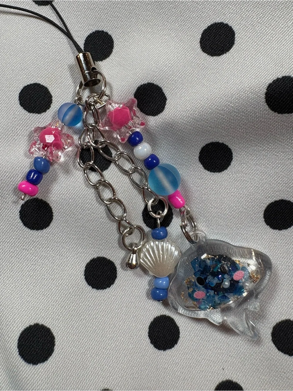 Clear Stingray Phone Charm - Blue & Pink
